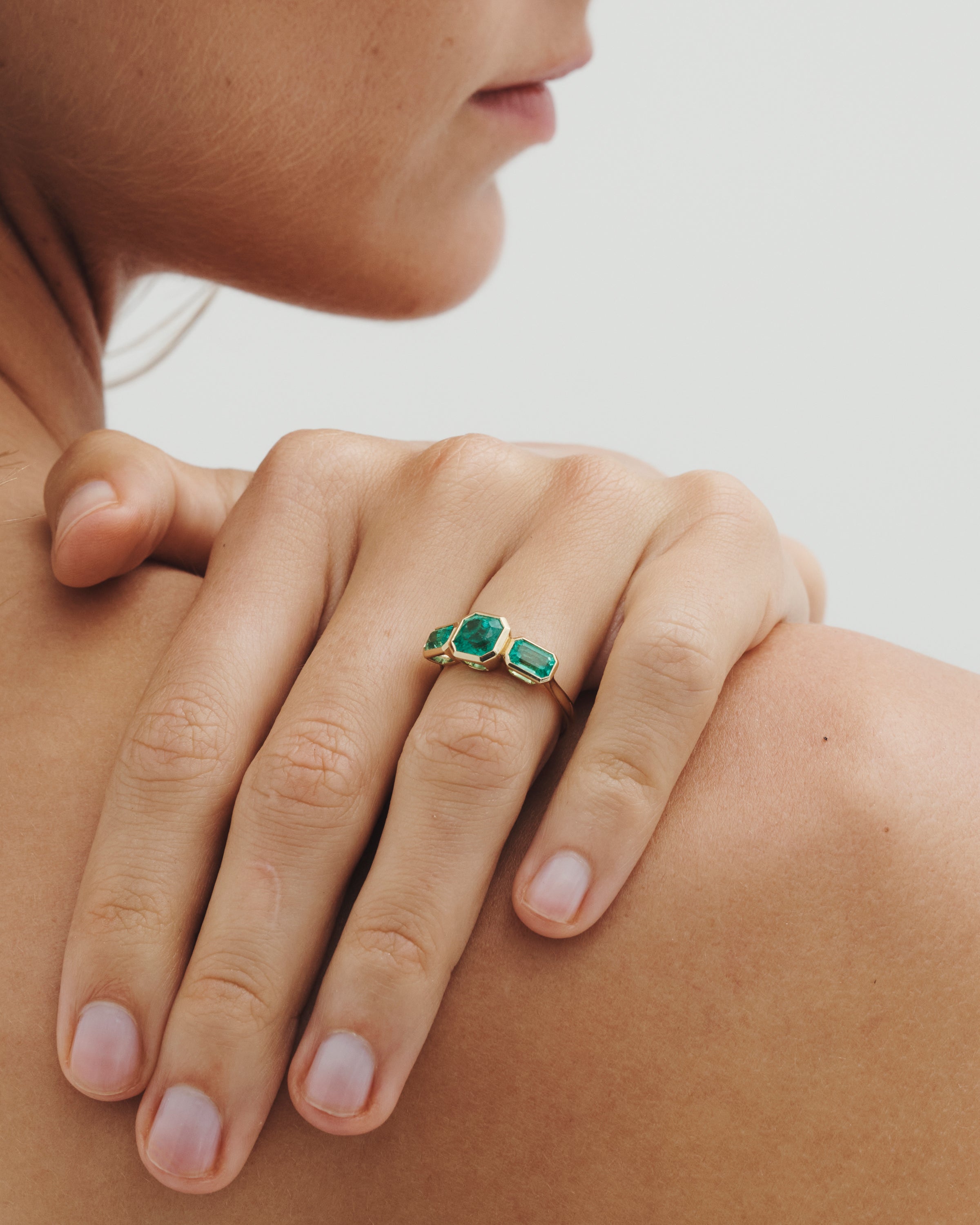 Temple of the Sun Paloma Trilogy Ring Emerald Solid Gold