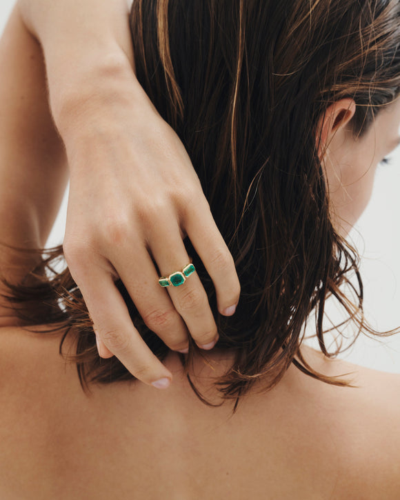 Temple of the Sun Paloma Trilogy Ring Emerald Solid Gold