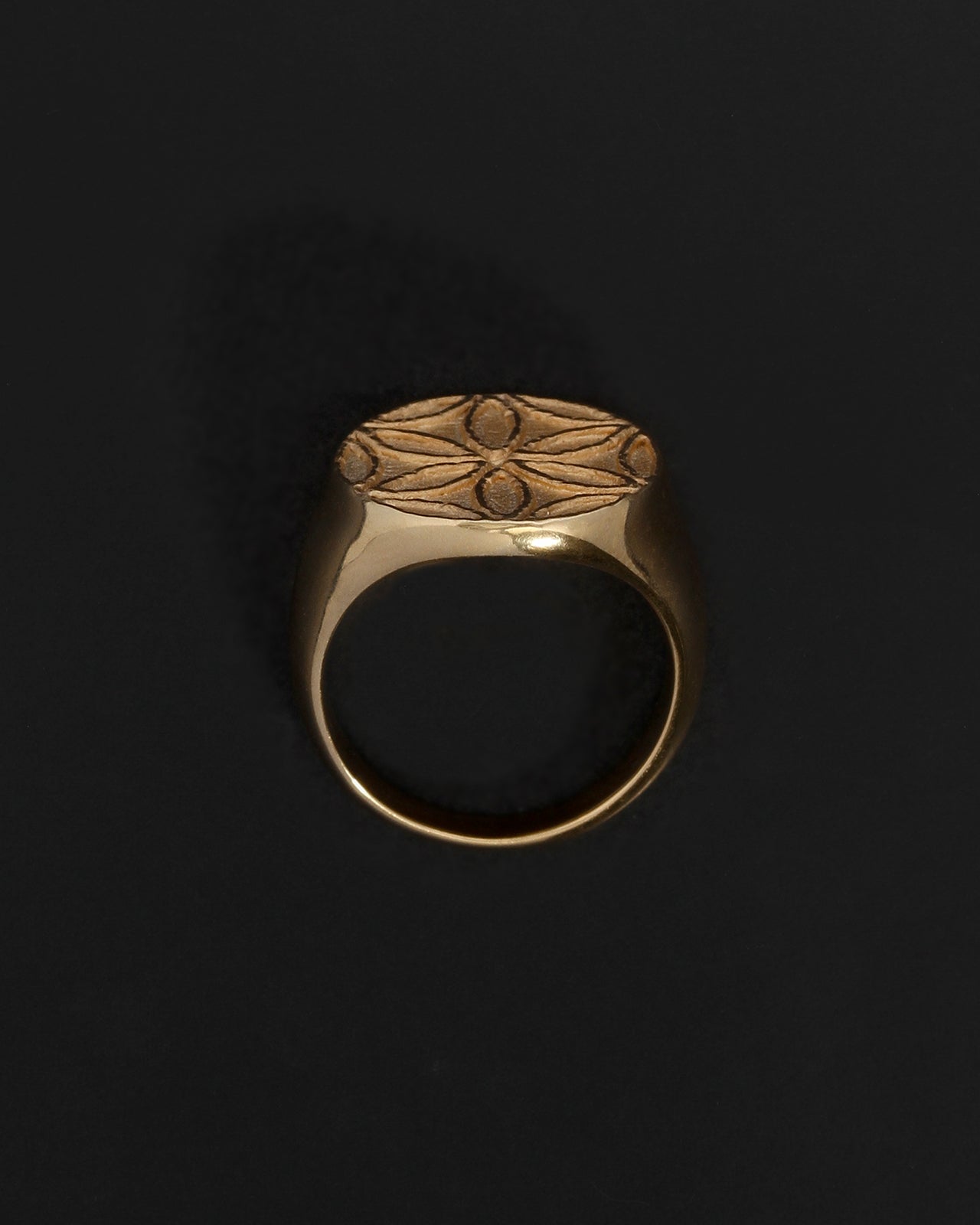 Temple of the Sun Seed of Life Seal Ring Gold Vermeil
