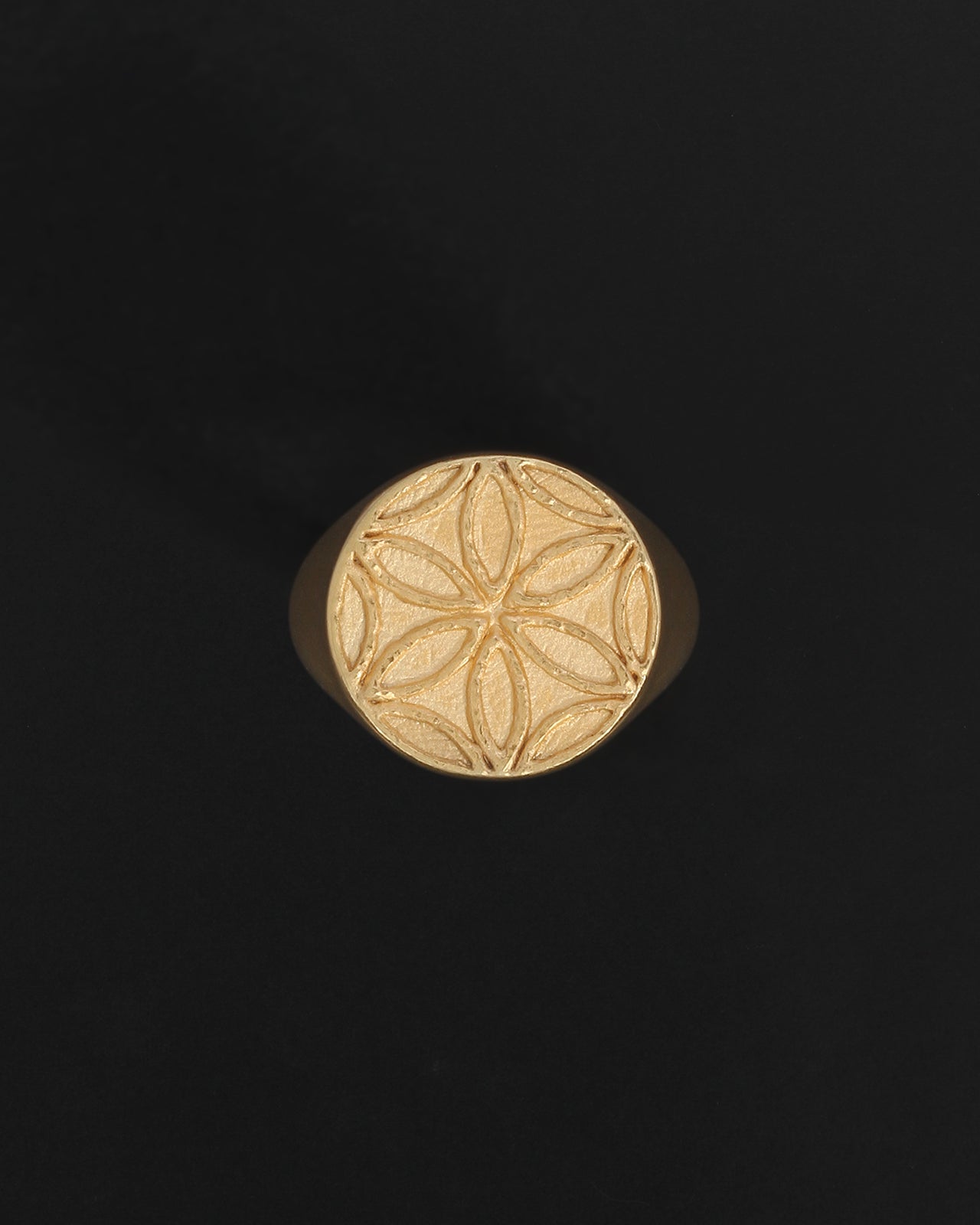 Temple of the Sun Seed of Life Seal Ring Gold Vermeil