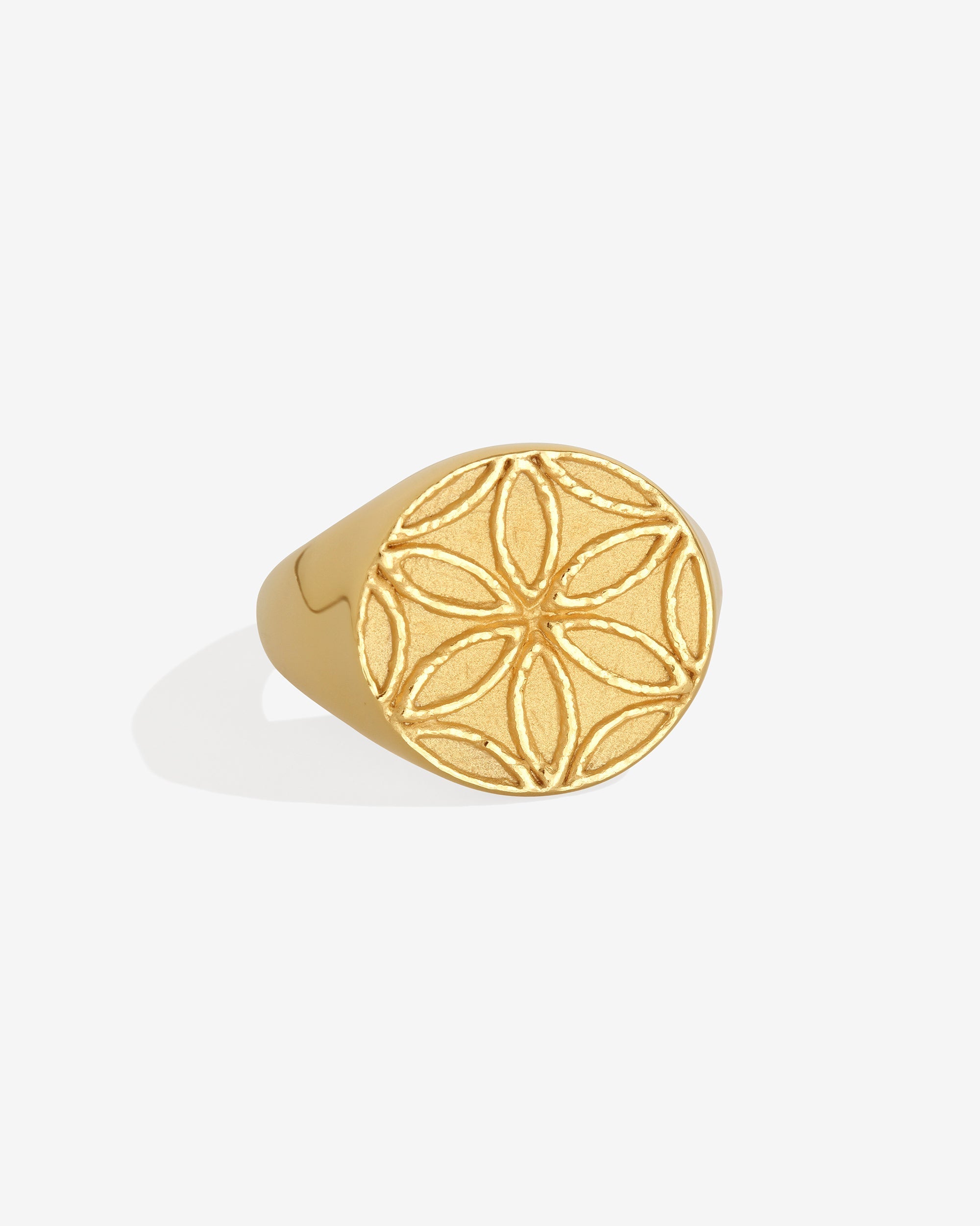 Temple of the Sun Seed of Life Seal Ring Gold Vermeil