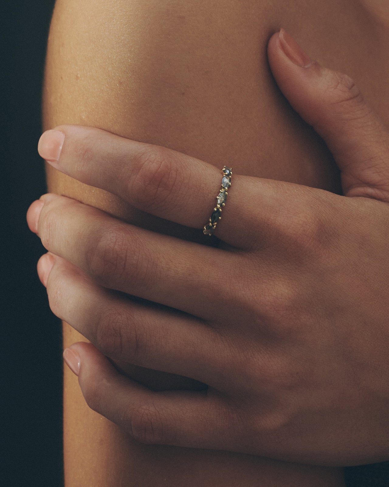 Love Knot Ring Salt and Pepper Diamond Solid Gold