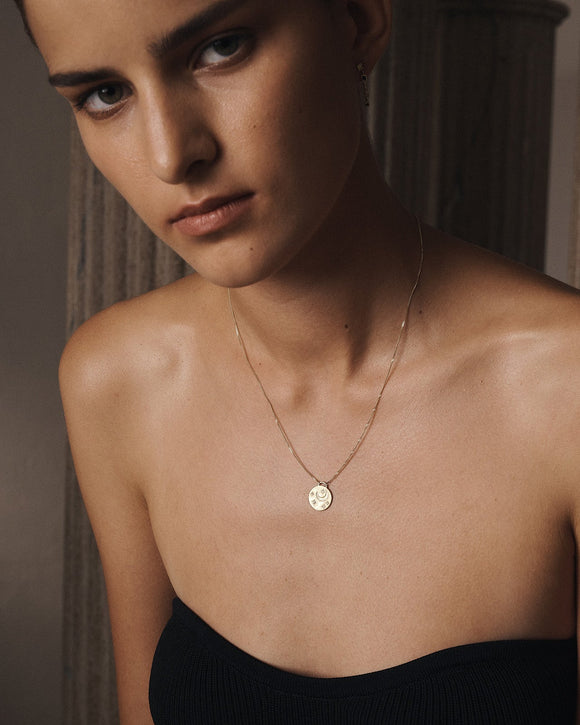 Temple of the Sun Cosmo Necklace White Diamond Solid Gold