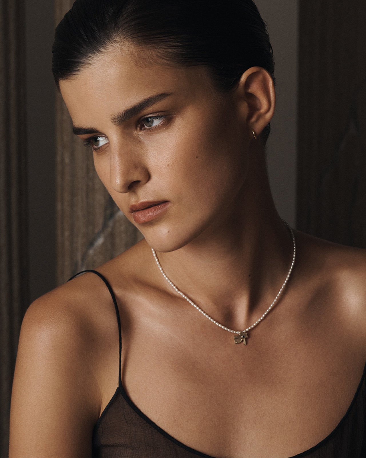 Temple of the Sun Eye of Horus Beaded Necklace Solid Gold