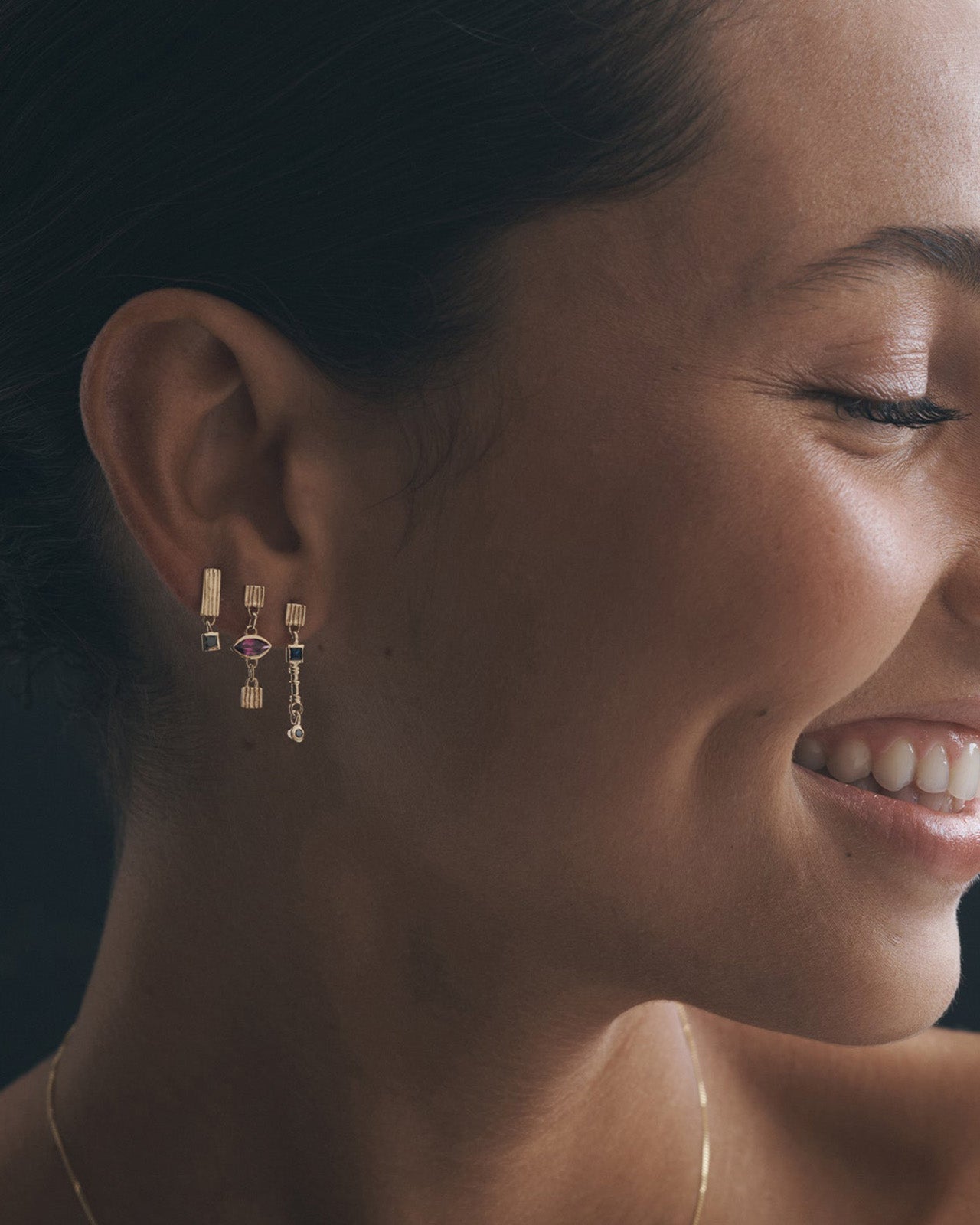 Temple of the Sun Gem Earrings Solid Gold