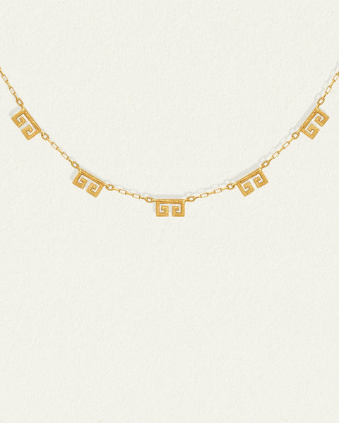 rectangle necklace gold greek key necklace minimal - Eleni Pantagis