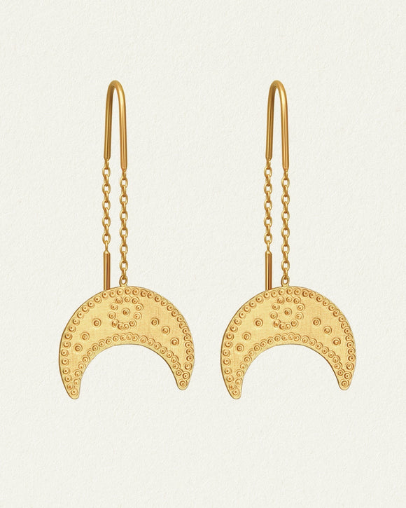 Nickel Free Earrings - Gold Moon Earrings for sensitive ears