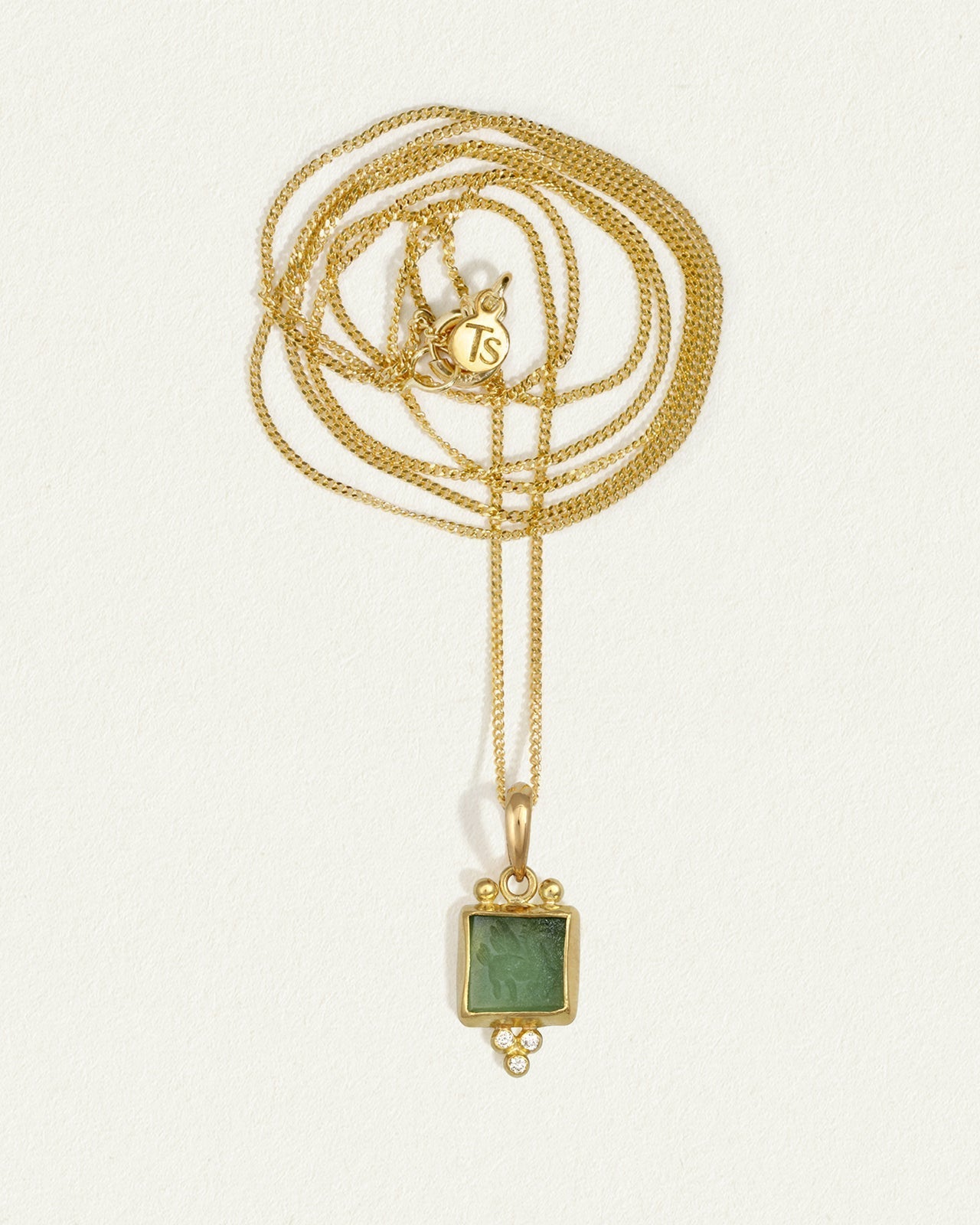 Pala Pegasus Necklace Green Agate Solid Gold